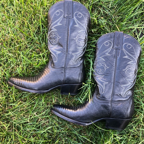 El General Western Teju Lizard Leather Boots Size W-8 M-6.5 - Picture 3 of 12